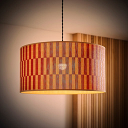 ValueLights Lori Orange Checker Bamboo Large Drum Ceiling Lamp Shade - Size: 23 x 45 x 45cm - Wilko - thumbnail 3