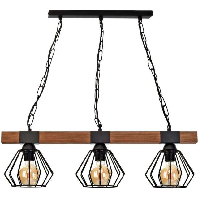 Milagro Ulf Wood Black Pendant Lamp 230V - Size: 18 x 72 x 90cm - Wilko - image 1