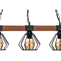 Milagro Ulf Wood Black Pendant Lamp 230V - Size: 18 x 72 x 90cm - Wilko - thumbnail 5
