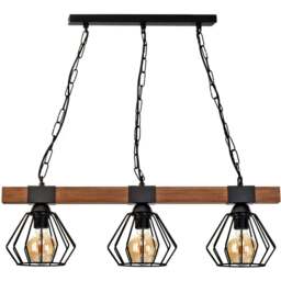 Milagro Ulf Wood Black Pendant Lamp 230V - Size: 18 x 72 x 90cm - Wilko - thumbnail 1