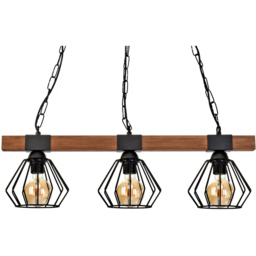 Milagro Ulf Wood Black Pendant Lamp 230V - Size: 18 x 72 x 90cm - Wilko - thumbnail 4