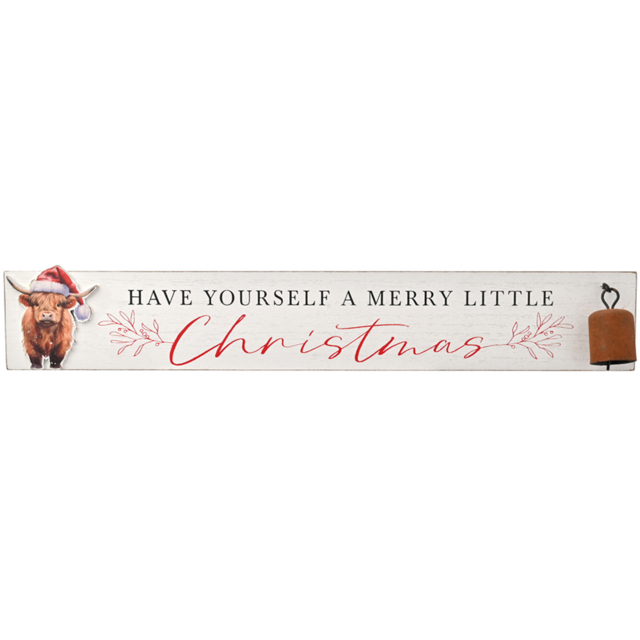 The Seasonal Gift Co. Highland Cow Mantel Plaque - Size: 6.5 x 38 x 3.5cm - White - Wilko - image 1