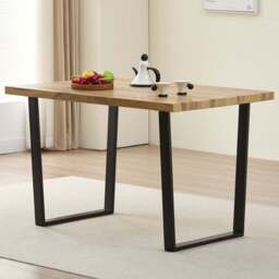 Indoor Living 6 Seater Black Colorado Oak Dining Table - Size: 4 Seater - Wilko