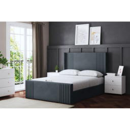 DS Living Elara Small Double Steel Winged Panel Ottoman Bed with Headboard - Grey - Wilko - thumbnail 7