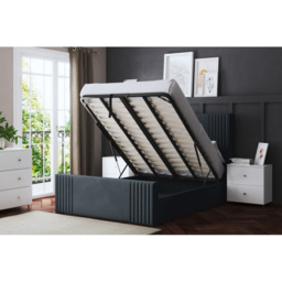 DS Living Elara Small Double Steel Winged Panel Ottoman Bed with Headboard - Grey - Wilko - thumbnail 6