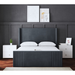 DS Living Elara Small Double Steel Winged Panel Ottoman Bed with Headboard - Grey - Wilko - thumbnail 5