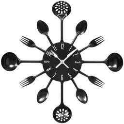 Premier Housewares Black Cutlery Metal Wall Clock 43cm - Size: 43 x 4 x 43cm - Wilko