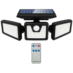 Ener-J Solar Sensor Wall Light with 3 Heads and Remote - Size: 25 x 15 x 10cm - Black - Wilko