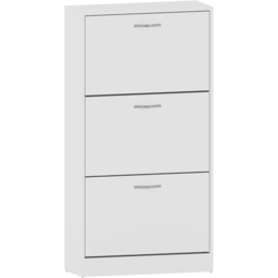 Vida White 3-Drawer Shoe Cabinet Rack - Size: 24cm x 60 x 118cm - Wilko - thumbnail 3