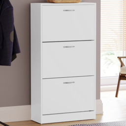 VIDA DESIGNS White 3-Drawer Shoe Cabinet Rack - Size: 24cm x 60 x 118cm - Wilko