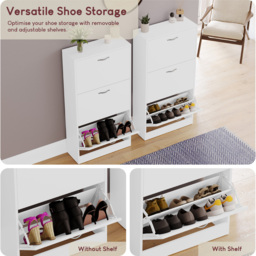Vida White 3-Drawer Shoe Cabinet Rack - Size: 24cm x 60 x 118cm - Wilko - thumbnail 7