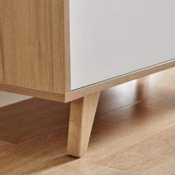 Furniturebox Billet 2 Door 2 Shelf Off White and Wood Effect Small Sideboard - Size: 39.6 x 87.4 x 39.6cm - Wilko - thumbnail 4