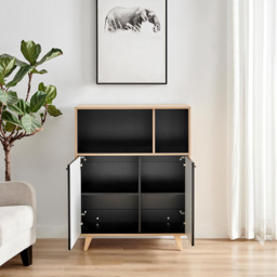 Furniturebox Billet 2 Door 2 Shelf Off White and Wood Effect Small Sideboard - Size: 39.6 x 87.4 x 39.6cm - Wilko - thumbnail 6