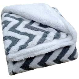 Velosso Grey Chevron Sherpa Throw 100 x 150cm - Wilko