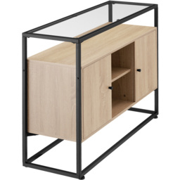 tectake Oldham 2 Compartment Light Wood Sideboard - Size: 80.5 x 38 x 100cm - Brown - Wilko - thumbnail 5