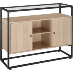tectake Oldham 2 Compartment Light Wood Sideboard - Size: 80.5 x 38 x 100cm - Brown - Wilko - thumbnail 3
