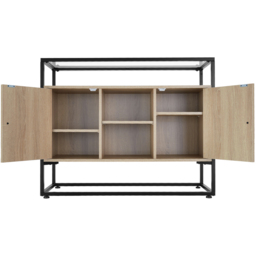 tectake Oldham 2 Compartment Light Wood Sideboard - Size: 80.5 x 38 x 100cm - Brown - Wilko - thumbnail 6