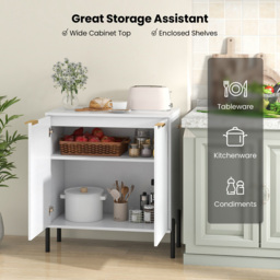 Costway 2 Door White Buffet Cabinet - Size: 95 x 45 x 19cm - Wilko - thumbnail 6