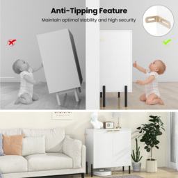 Costway 2 Door White Buffet Cabinet - Size: 95 x 45 x 19cm - Wilko - thumbnail 7