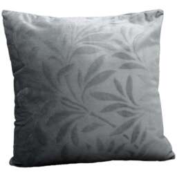 Velosso Velvet Leaf Grey Filled Cushion 43 x 43cm 2 Pack - Wilko - thumbnail 1