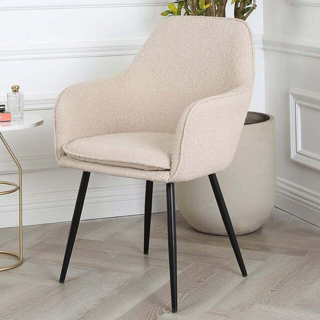 Muse Accent Chair in Boucle Upholstery - Cream - Size: Single - Genesis - Wilko - image 1