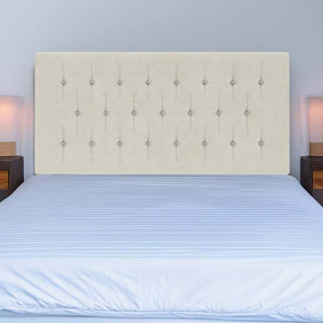 Bedmaster Small Double Cream Naples Velvet Lona Buttoned Headboard - Wilko - image 1