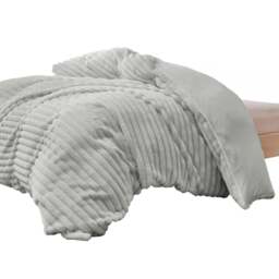 Groundlevel King Size Grey Stripe Super Soft Luxury Faux Fur Duvet - Wilko