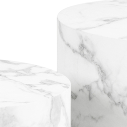 Florence Dice White Marble and Carrara Rough Paper Effect Round Coffee Table Set of 2 - Size: 40 x 58 x 58cm - Furniture To Go - Wilko - thumbnail 6