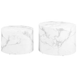 Florence Dice White Marble and Carrara Rough Paper Effect Round Coffee Table Set of 2 - Size: 40 x 58 x 58cm - Furniture To Go - Wilko - thumbnail 4