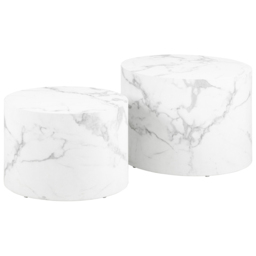 Florence Dice White Marble and Carrara Rough Paper Effect Round Coffee Table Set of 2 - Size: 40 x 58 x 58cm - Furniture To Go - Wilko - thumbnail 3