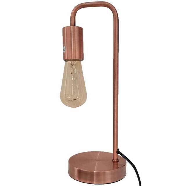 Kliving Rose Gold Filament Bulb Brushed Copper Caitlin Industrial Table Lamp - Size: 35.5 x 13 x 13cm - Orange - Wilko - image 1