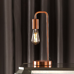 Kliving Rose Gold Filament Bulb Brushed Copper Caitlin Industrial Table Lamp - Size: 35.5 x 13 x 13cm - Orange - Wilko - thumbnail 4