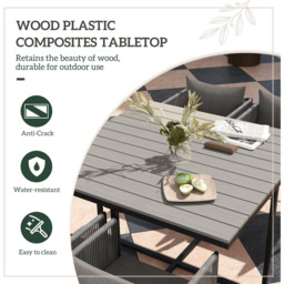 Outsunny 4 Seater Grey Rattan Cube Garden Dining Set with Cushions - Wilko - thumbnail 7