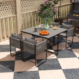 Outsunny 4 Seater Grey Rattan Cube Garden Dining Set with Cushions - Wilko - thumbnail 5
