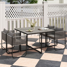 Outsunny 4 Seater Grey Rattan Cube Garden Dining Set with Cushions - Wilko - thumbnail 1