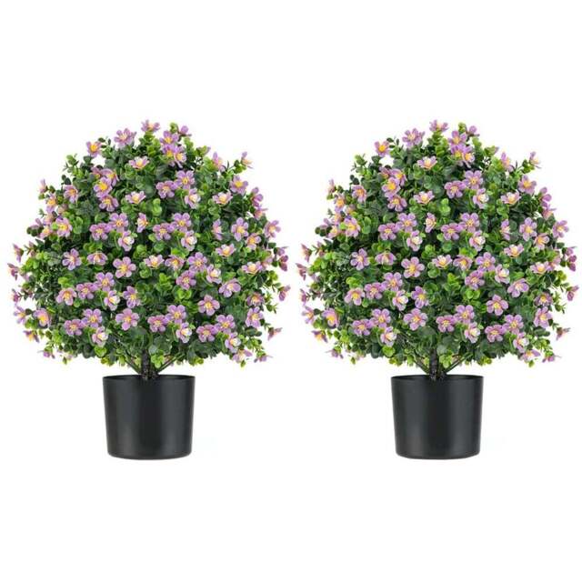 Costway Purple Artificial Boxwood Topiary Ball Tree 2 Pack - Size: 15 x 15 x 54cm - Wilko - image 1
