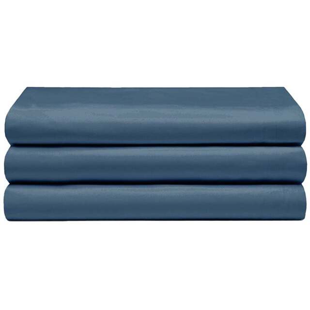 Serene Single Navy Flat Bed Sheet - Blue - Wilko - image 1