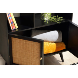 Desser Manhattan 2 Door 6 Shelf Black Rattan and Mango Wood Bookcase - Wilko - thumbnail 6