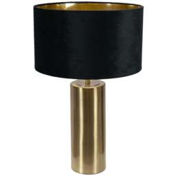 ValueLight Lexy Black Velvet Gold Inner Shade Gold LED Touch Table Lamp - Size: 55 x 35 x 35cm - ValueLights - Wilko