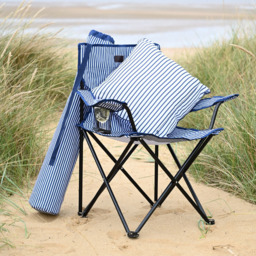 The Three Rivers Hamper Co Navy and White Stripes Cushion 45 x 45cm - Blue - Wilko - thumbnail 3