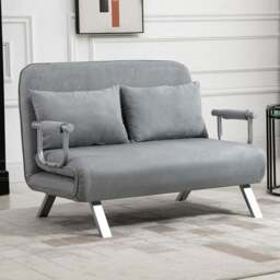 HOMCIOM 2 Seater Light Grey fabric Convertible Sofa Bed - HOMCOM - Wilko - thumbnail 1