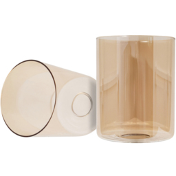 Happy Homewares Amber Tinted Glass Rectangular Shade 2 Pack - Size: 15 x 12 x 12cm - Yellow - Wilko - thumbnail 4