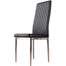 Furniturebox Valera Set of 4 Black and Chrome Faux Leather Dining Chair - Wilko - thumbnail 3