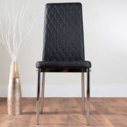 Furniturebox Valera Set of 4 Black and Chrome Faux Leather Dining Chair - Wilko - thumbnail 1