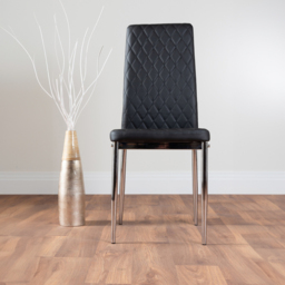 Furniturebox Valera Set of 4 Black and Chrome Faux Leather Dining Chair - Wilko - thumbnail 6