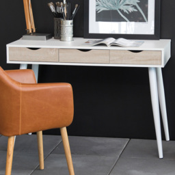Florence Neptun 3 Drawer White and Oak Desk - Furniture To Go - Wilko