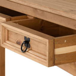 Seconique Corona 3 Drawer Single Shelf Distressed Waxed Pine Console Table - Size: 34 x 126 x 73cm - Brown - Wilko - thumbnail 7