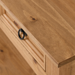 Seconique Corona 3 Drawer Single Shelf Distressed Waxed Pine Console Table - Size: 34 x 126 x 73cm - Brown - Wilko - thumbnail 6