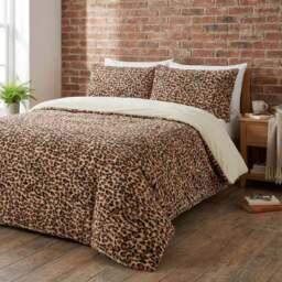 Leopard Print Faux Fur Duvet Set Brown - Wilko - thumbnail 7