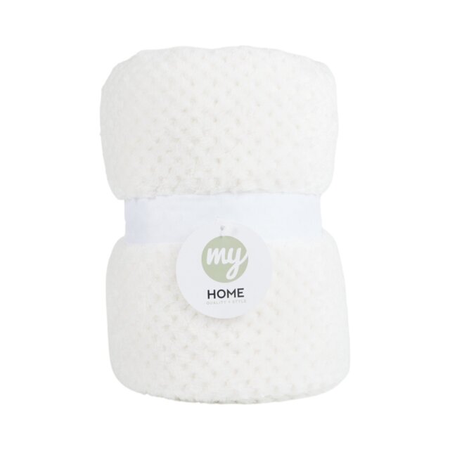 Waffle Soft Fleece Throw Natural - My - Wilko - image 1